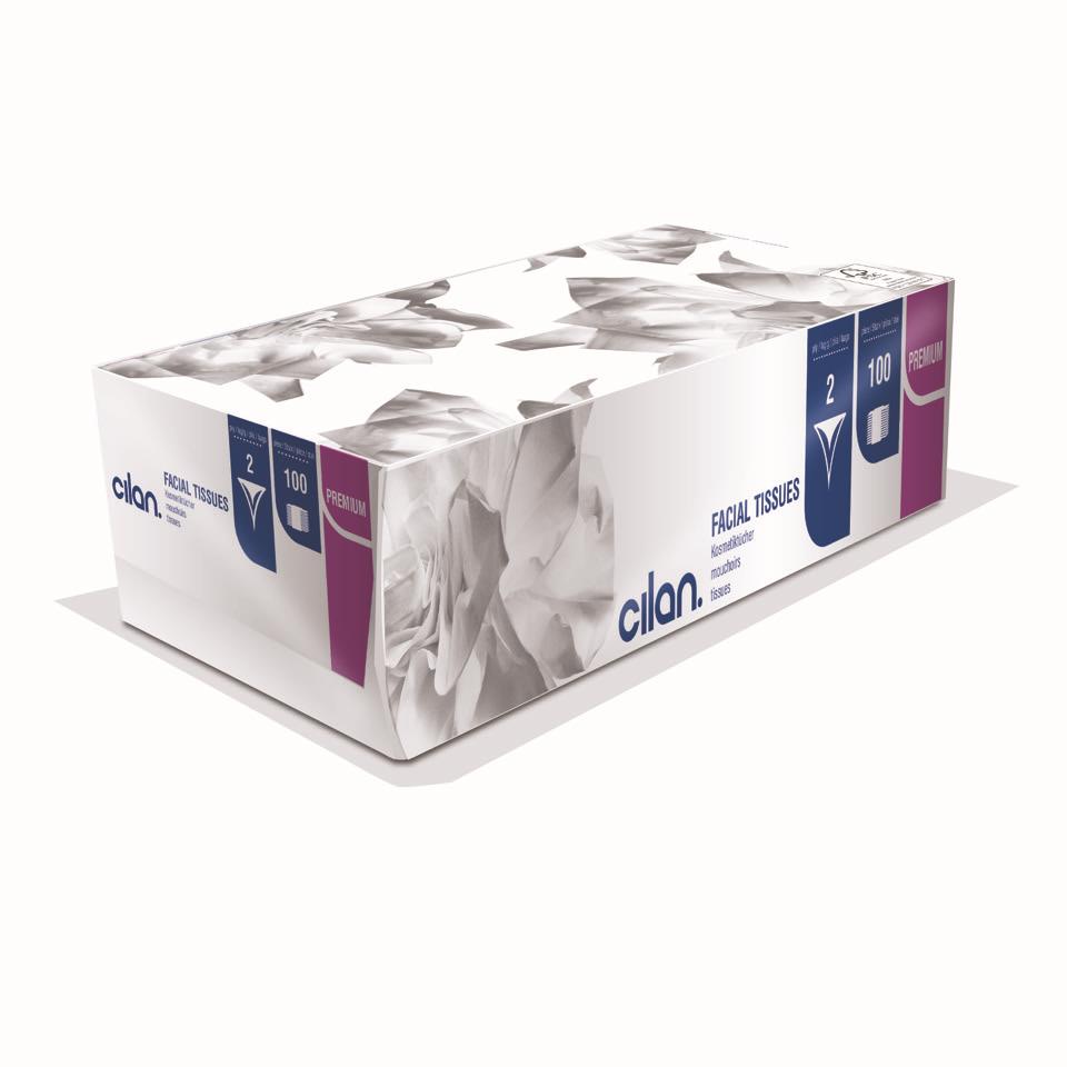 Cilan Kosmetiktücher K20, Purple Line, 2-lagig, Hochweiß, 100 Blatt pro Box, 40 Boxen