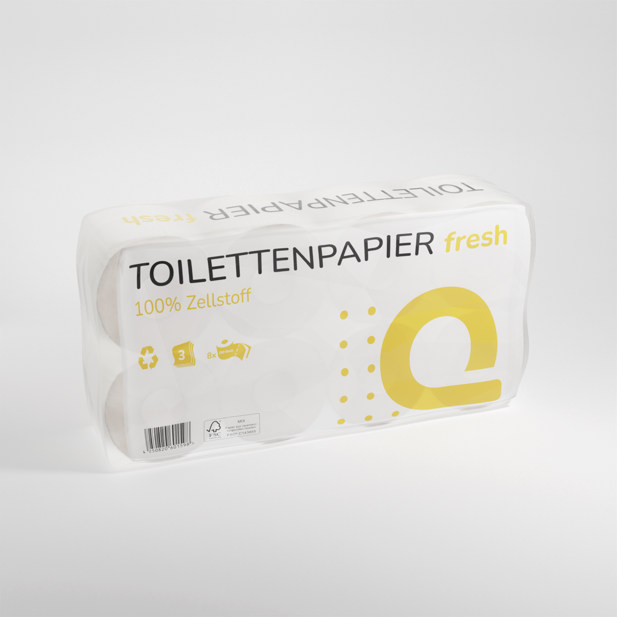 Huchtemeier Toilettenpapier, 2-lagig, Weiß, 8 x 250 Blatt, 64 Rollen